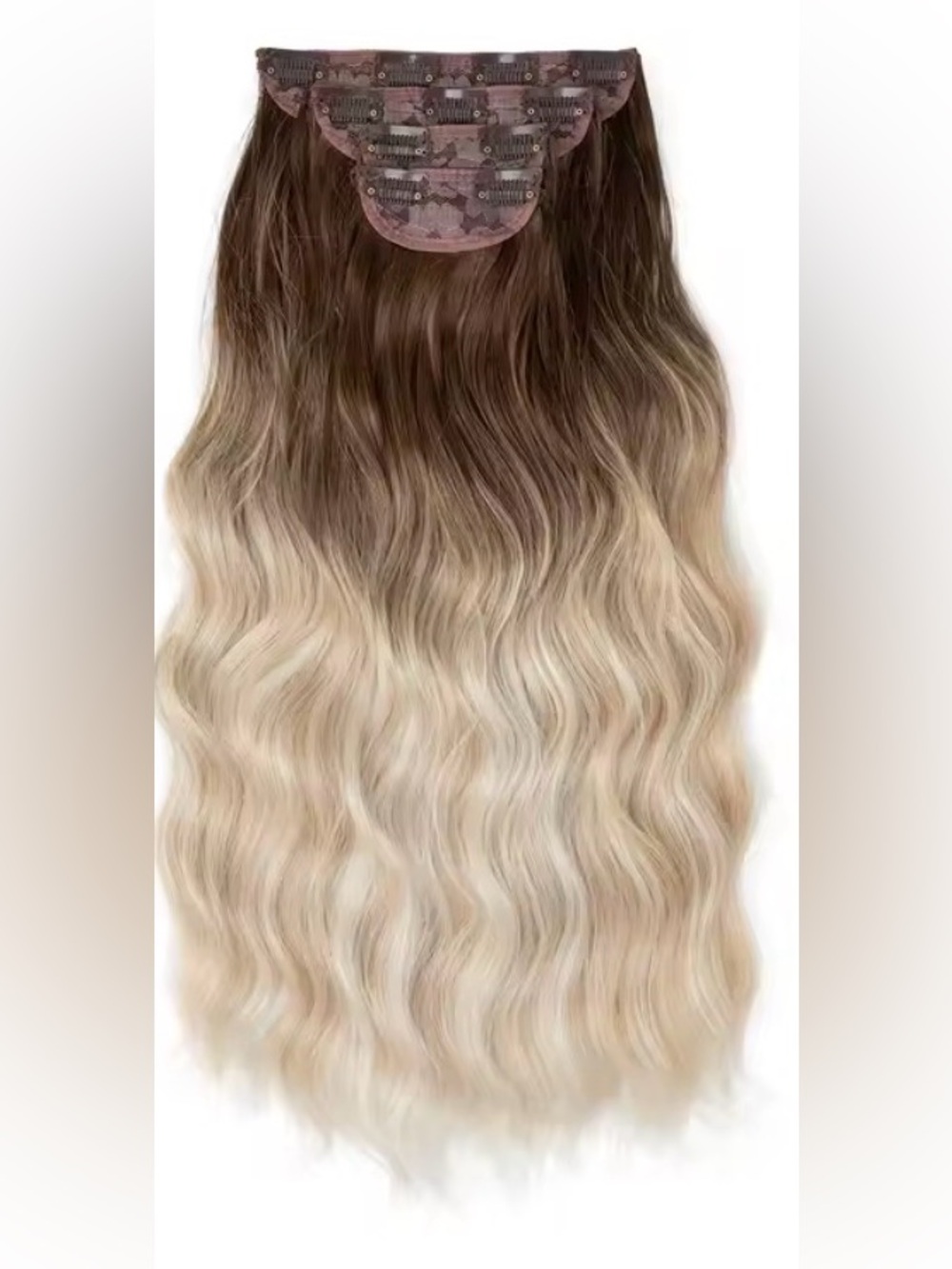 Brown to Blonde Ombre Clip-In Hair Extension - Wavy